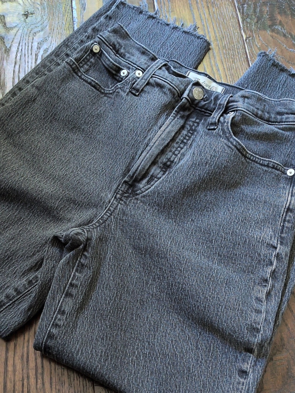 MADEWELL I Washed Black Grey The Perfect Vintage Straight High Rise Jeans, 26